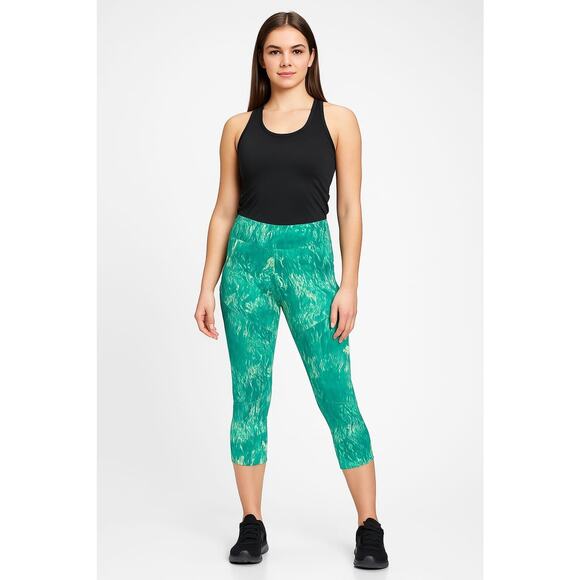 The North Face Women's Capri Leggings Flash Dry Green Athletic Logo Size Small - Picture 1 of 11